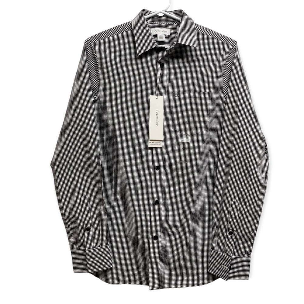 Calvin Klein Black And White Gingham Button Down Shirt Size XS